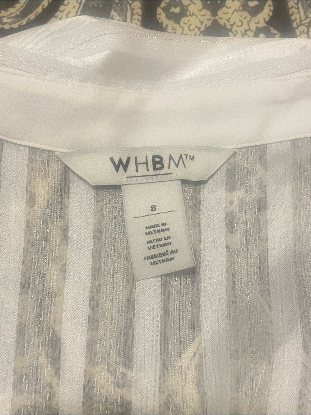 White House Black Market Sheer White Striped Blouse - Picture 3 of 8